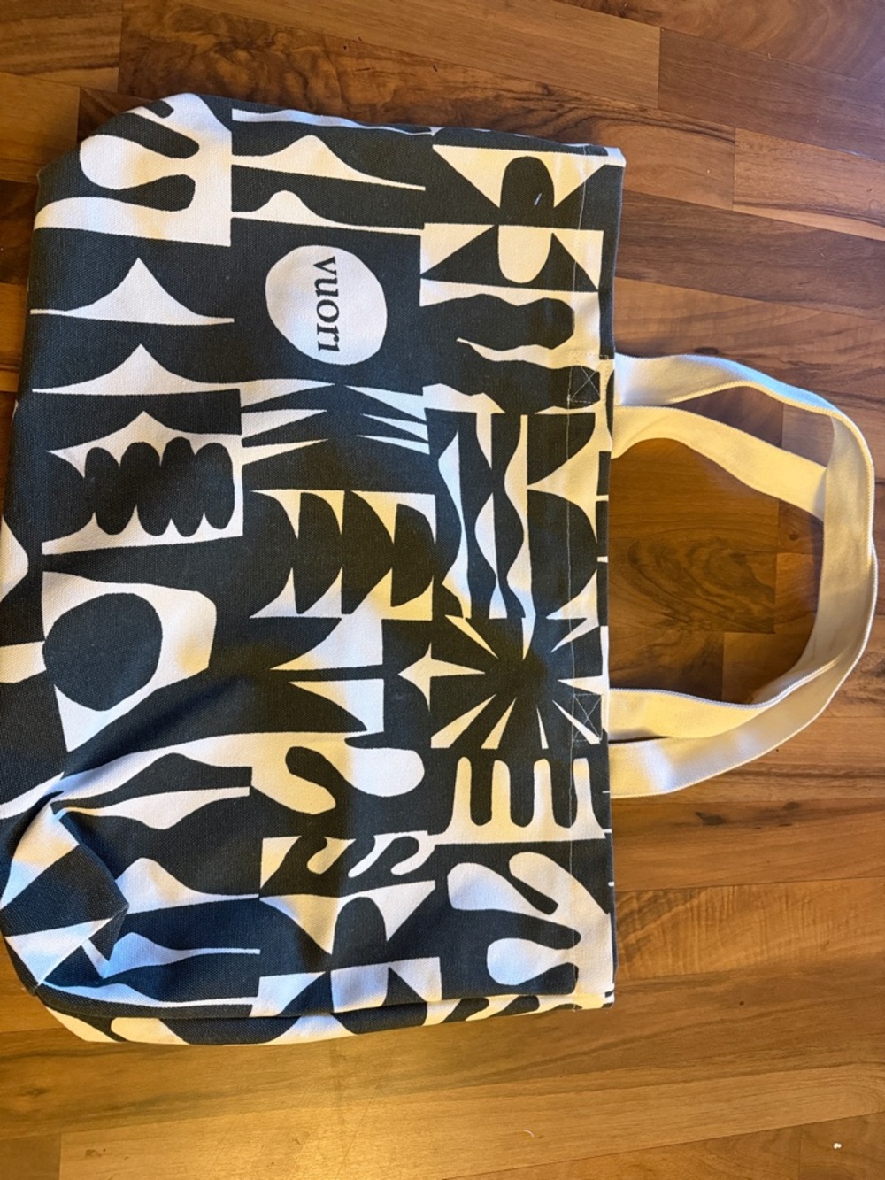 Vuori Black & White Abstract Canvas Tote